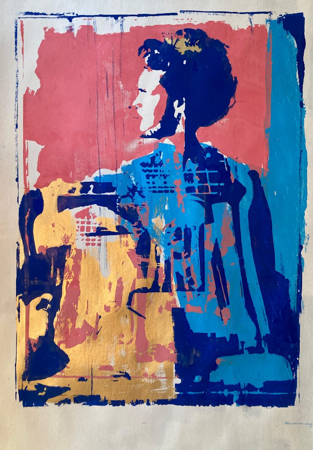 Hand printed on 500 g/m2 – rough recycling paper
size 100 x 140 cm