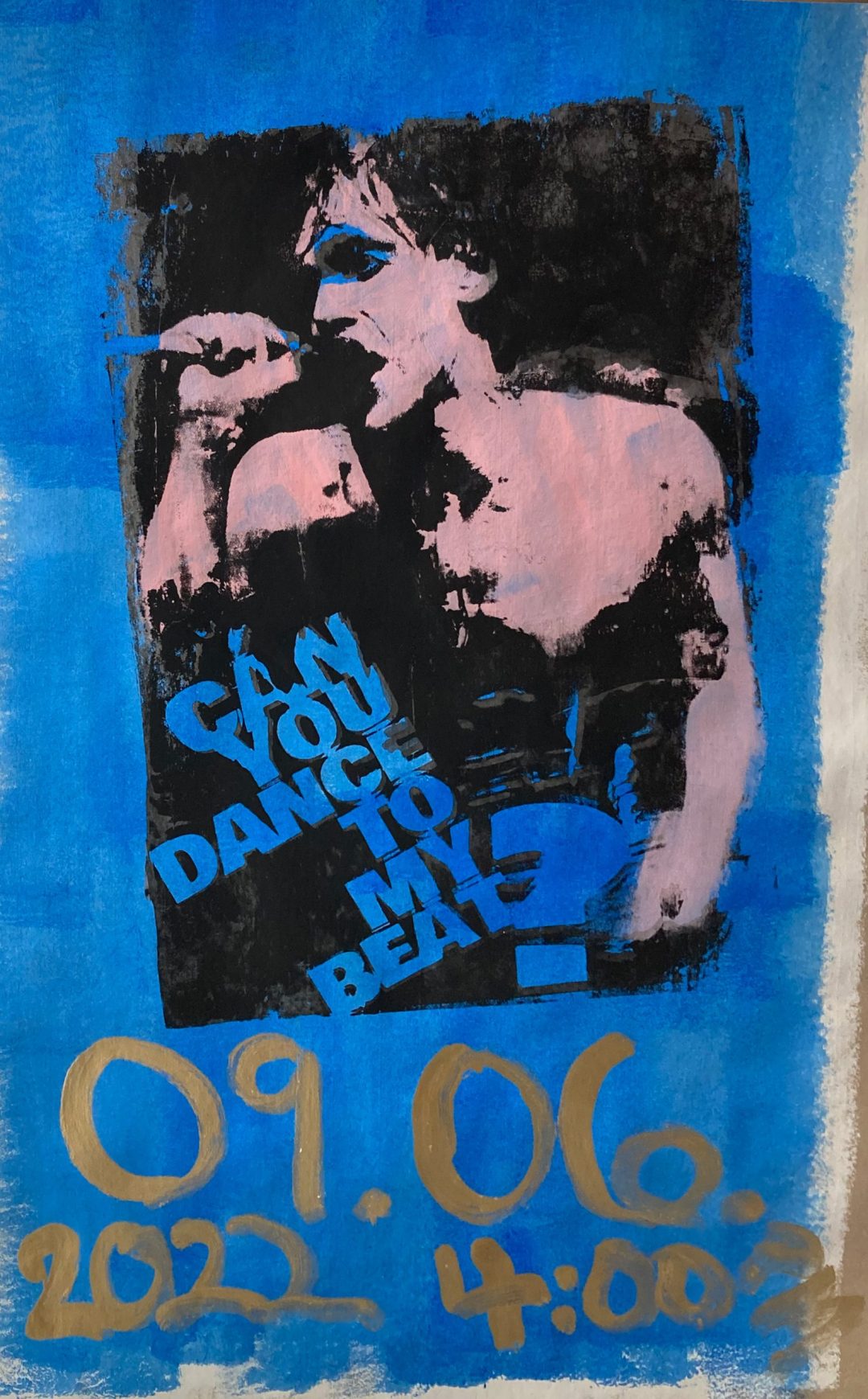 Hand printed on 300 g/m2 – rough recycling paper size 100 x 144 cm