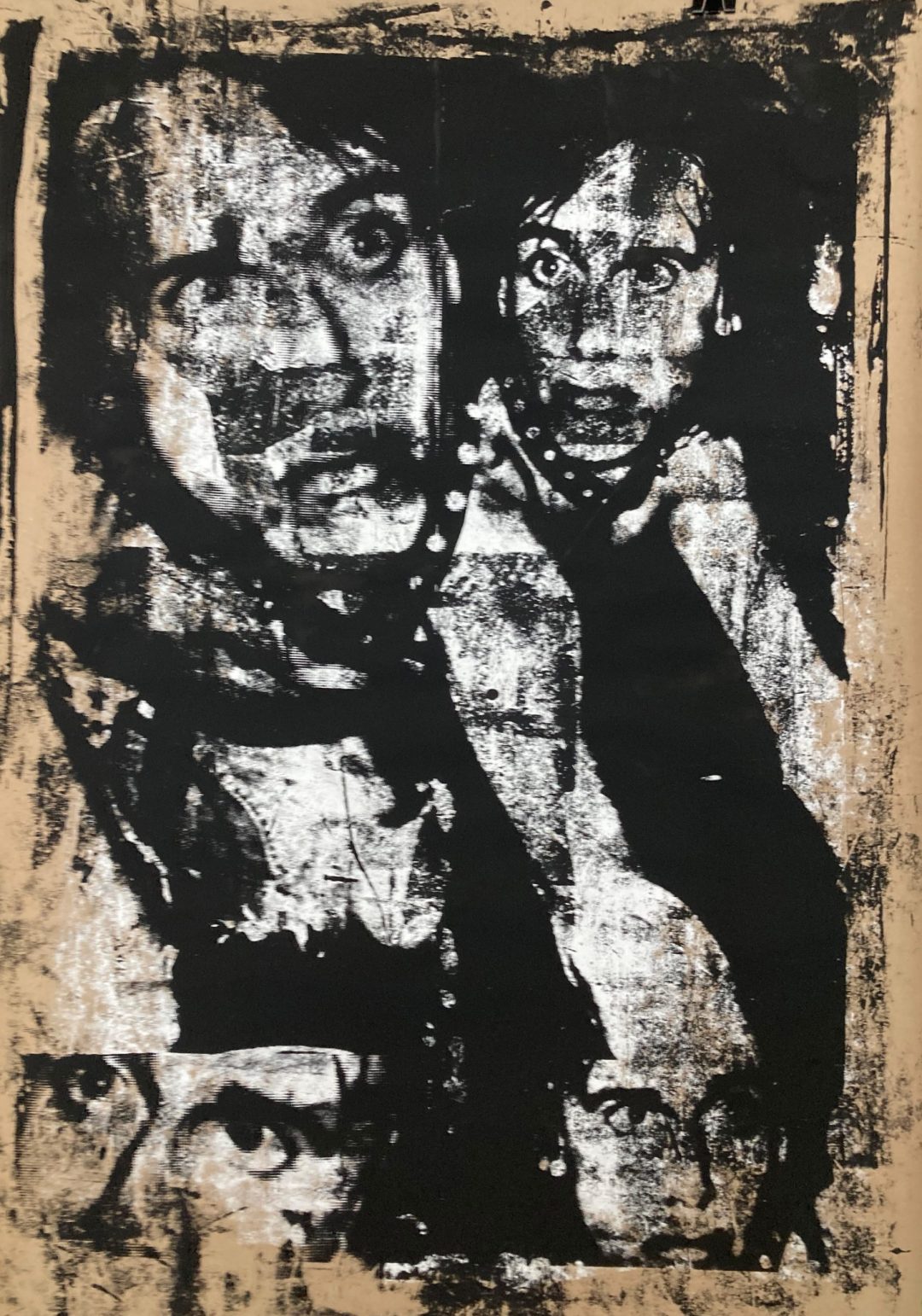 Hand printed on 300 g/m2 – rough recycling paper size 100 x 140 cm