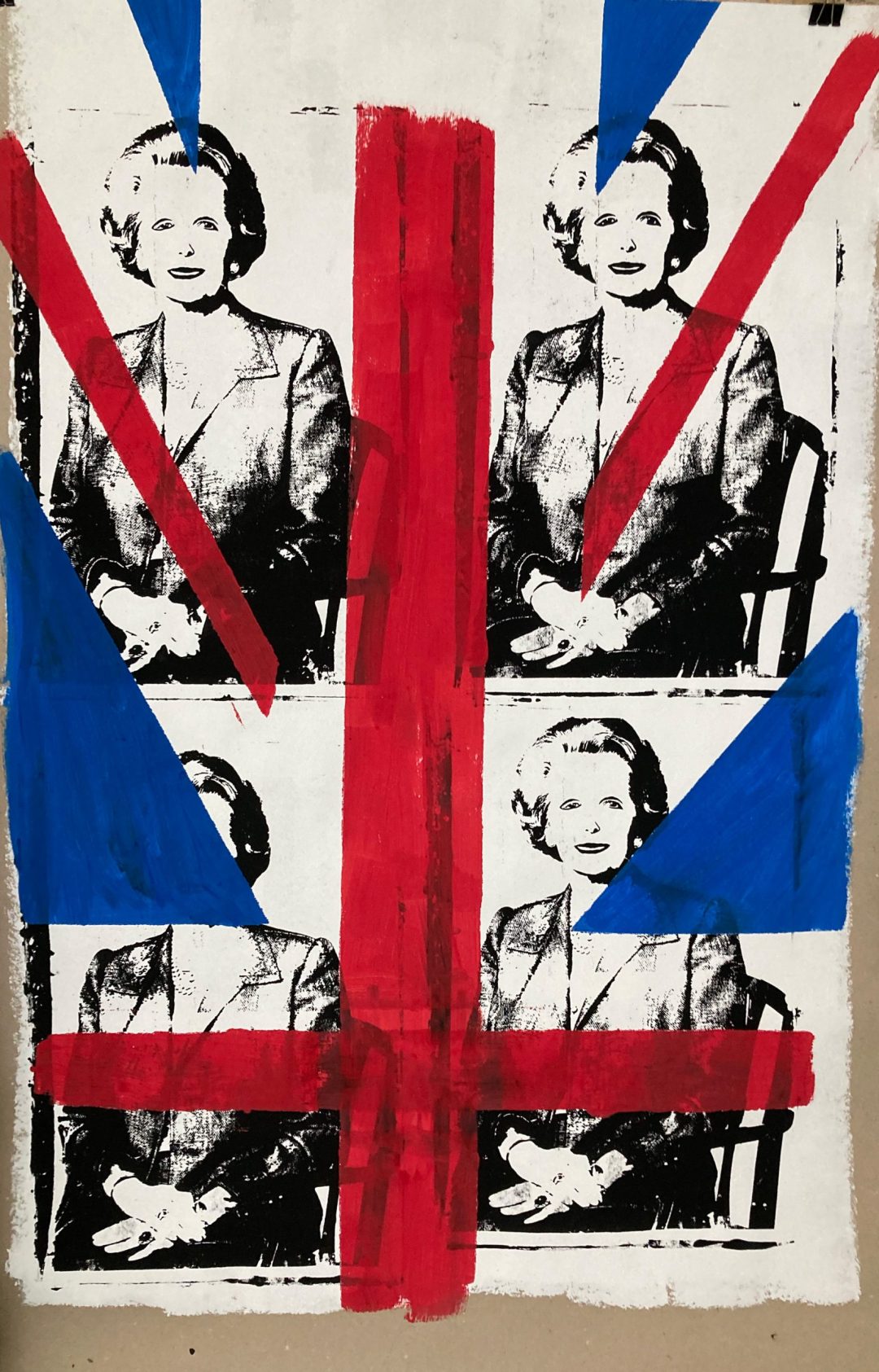 Hand printed on 300 g/m2 – rough recycling paper size 100x 150 cm