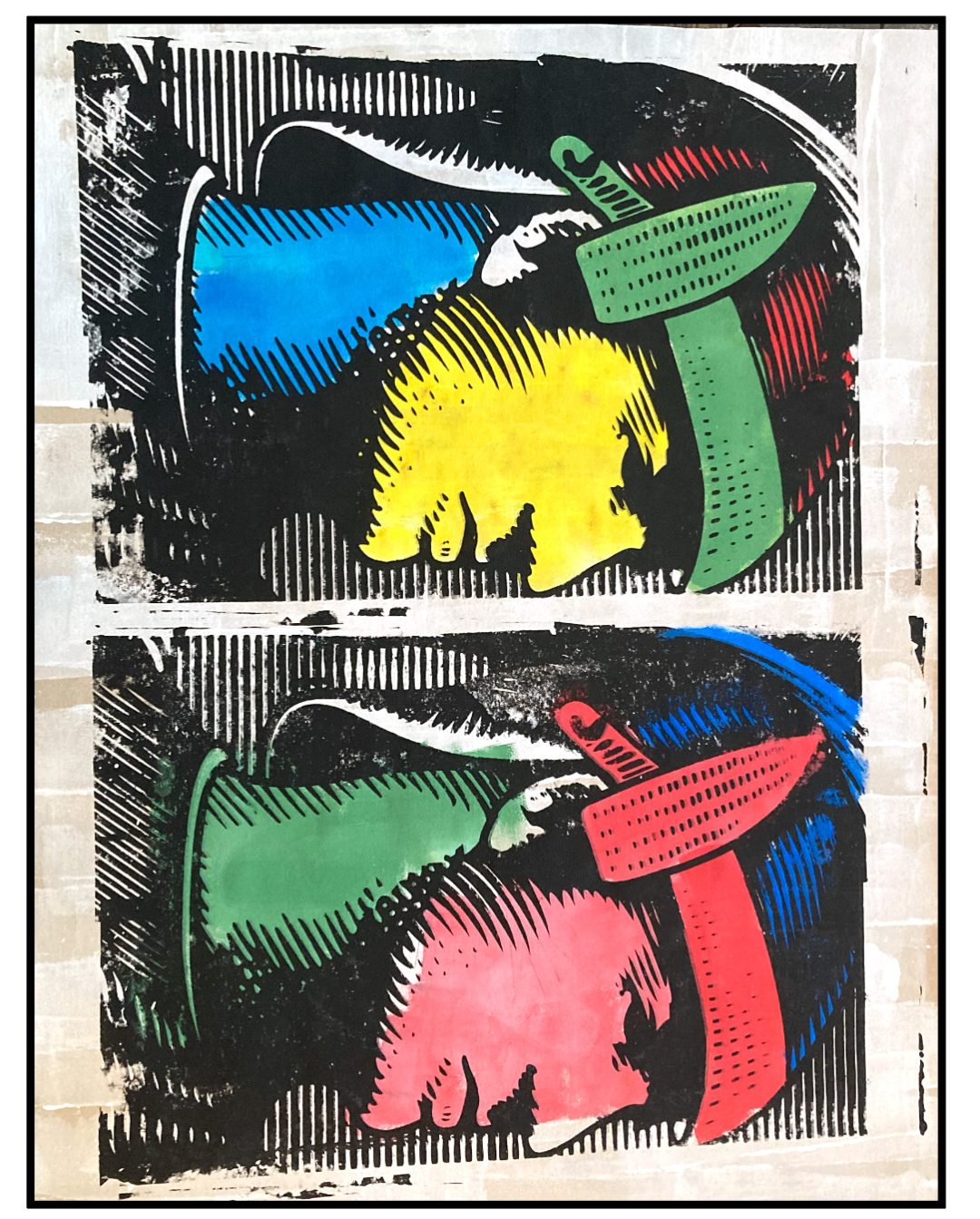 Messurement: 81 x 124 cm
Medium: Hand printed / colorized on 320 g/cm heavy recycling paper, not framed