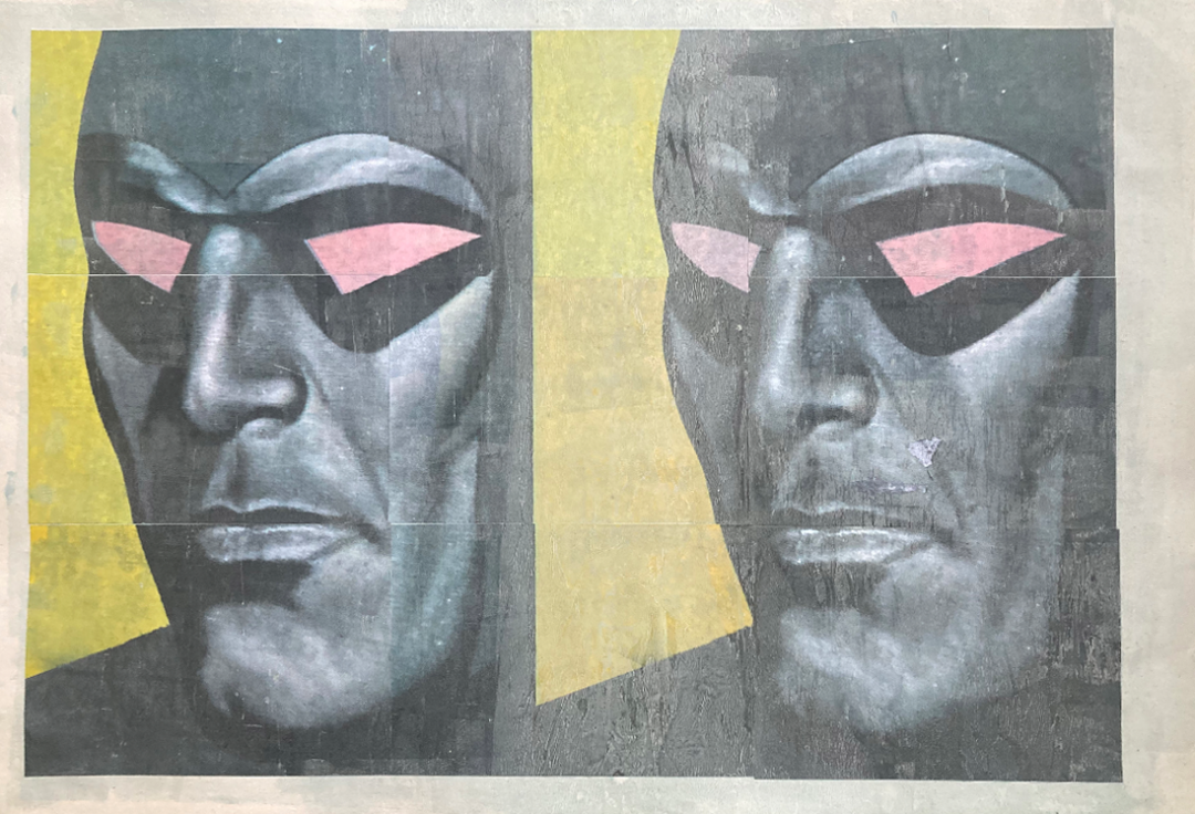 Messurement: 120 x 160 cm, Medium: Gliche print on 320 g/cm, Mixed media, not framed